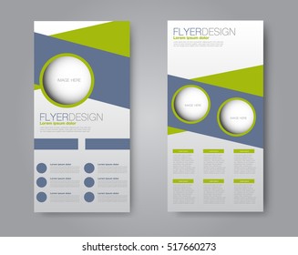 Skinny flyer or leaflet design. Set of two side brochure template or banner.  Vector illustration