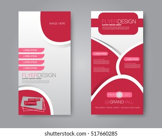 Skinny flyer or leaflet design. Set of two side brochure template or banner.  Vector illustration