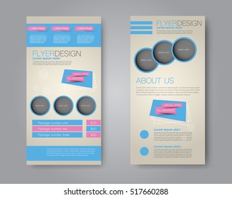 Skinny flyer or leaflet design. Set of two side brochure template or banner.  Vector illustration