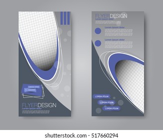 Skinny flyer or leaflet design. Set of two side brochure template or banner.  Vector illustration