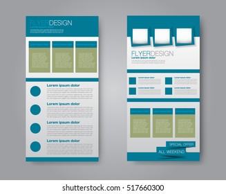 Skinny flyer or leaflet design. Set of two side brochure template or banner.  Vector illustration