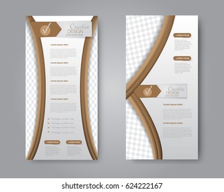 Skinny flyer or leaflet design. Set of two side brochure template or banner.  Vector illustration. Blue and pink color