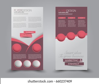 Skinny flyer or leaflet design. Set of two side brochure template or banner.  Vector illustration.