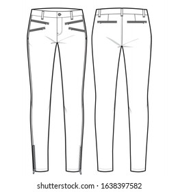 Skinny Jean Fashion Flat Vector Sketch