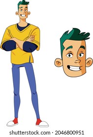Skinny Jeans Guy Smiling Male Character in sports jersey