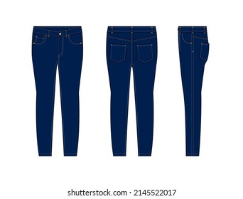 Skinny jeans pants vector template illustration | blue