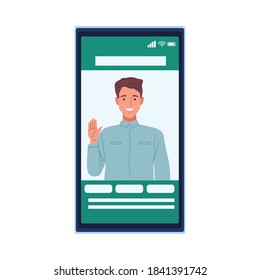 skinny man perfectly imperfect in smartphone vector illustration design