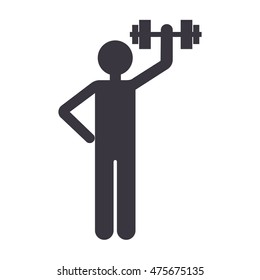 skinny man raises dumbbell