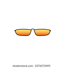 Skinny orange sunglasses. Elegance accessory to protect eyes from sun with stylish lenses and plastic vector frames.