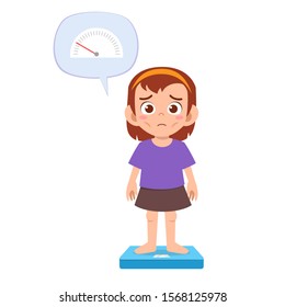 Skinny Sad Kid Girl Use Weight Stock Vector (Royalty Free) 1568125978 ...