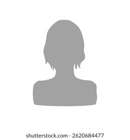 Too skinny woman bob cut silhouette illustration gray	