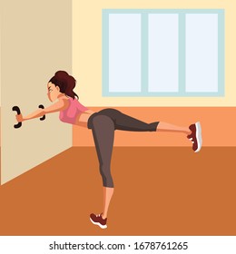 Skinny woman keep her routine workout on the gym 
