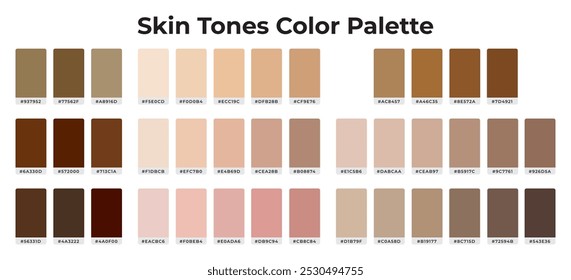 Skintones Color Palette Set with Hex Code