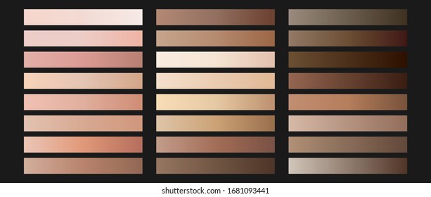 Skintones gradient harmony color pallete. Modern pallete of realistic character. An example of a color palette. Forecast of the future color trend. Neutral color. Vector graphics. Eps 10.