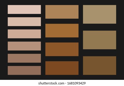 Skintones harmony color pallete. Modern pallete of realistic character. An example of a color palette. Forecast of the future color trend. Neutral color. Vector graphics. Eps 10.