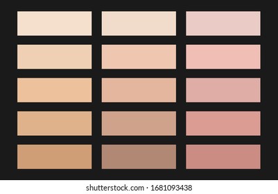 Skintones harmony color pallete. Modern pallete of realistic character. An example of a color palette. Forecast of the future color trend. Neutral color. Vector graphics. Eps 10.