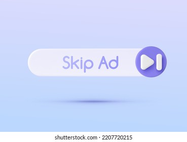 Skip 3d in modern style. Skip to the end, next, music player button. Arrow 3d vector icon. Website banner. Vector illustration element