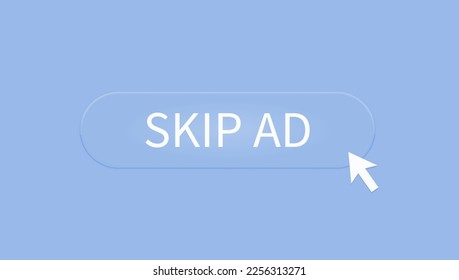 Skip AD 3d button. Mouse touched button. Vector illustration. 