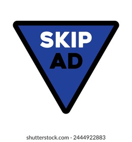Skip ad advertisement triangle isolated icon on white background