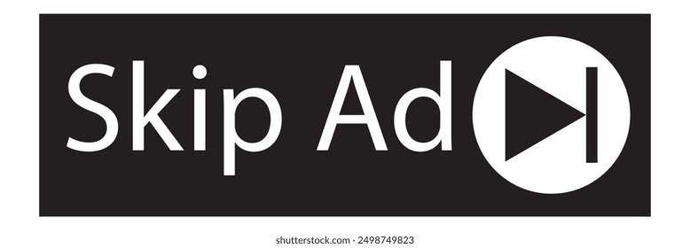 Skip ad button. An arrow icon to scroll through advertising content and eliminate annoying marketing vector information in browser. Vector illustration.