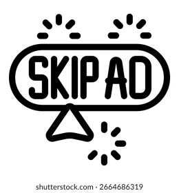 Botão Ignorar anúncio sendo clicado com o cursor, conceito de publicidade online