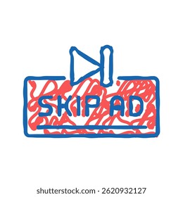 ignorar e botão ícone de doodle esboçar vetor. ignorar e botão sinal. ilustração de símbolo isolado