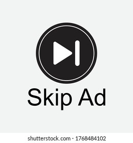 Skip ad button icon design isolated on white background
