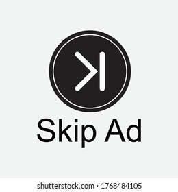Skip ad button icon design isolated on white background