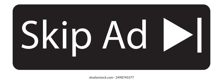 Skip ad button icon. Stop video ad logo symbol background. Online ad marketing stop sign.