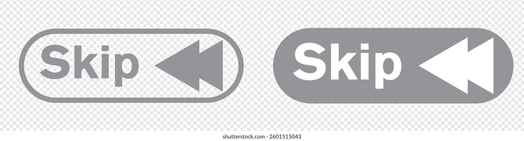 Skip ad button icon in trendy black flat style. skip advertisement icon for website design, online video player. Skip ads symbol, icon. Advertisement text isolated on transparent background. 