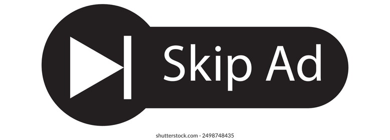 Skip ad button icon vector isolated on white background.