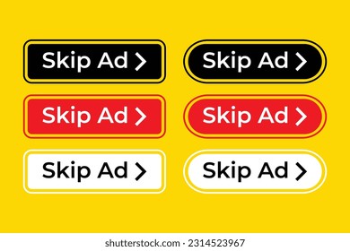 Überspringen Sie die Ad-Button-Symbole und signieren Sie Vektordesign Das Symbol für Elemente sozialer Medien
