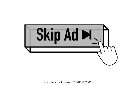 Schaltfläche Anzeigen überspringen. Moderne Werbung für Marketing-Design. Vektorgrafik-Design. Kommunikationstechnologie. Internetwerbung.