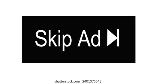 Skip Ad button. Perfect use for website, design, pattern, vector illustration.