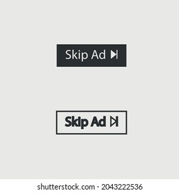 Skip ad button vector icon illustration sign for web and design