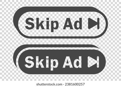 Skip Ad button. Video block icon for advertising. App template for interface. Vector illustration