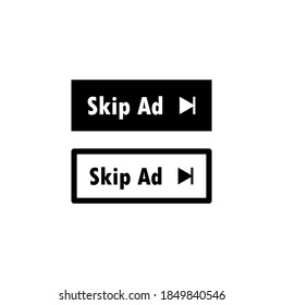 Omitir icono web de botón de anuncio en negro. Omitir icono de anuncio. Vector aislado en el fondo blanco