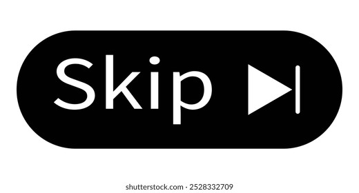 Ícone da Web do botão Ignorar anúncio. Ignorar o ícone do anúncio, ícone do Media Player, vetor, logotipo isolado no fundo branco. Ilustração vetorial. EPS 10