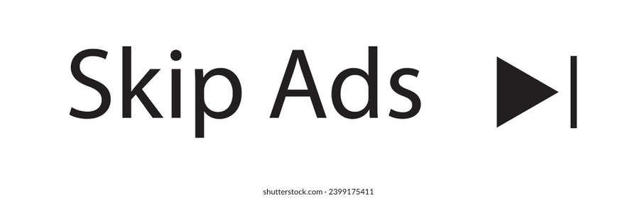 Skip Ad button white vector | Advertising skip