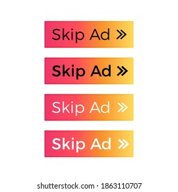 Skip Ad icon button set , vector