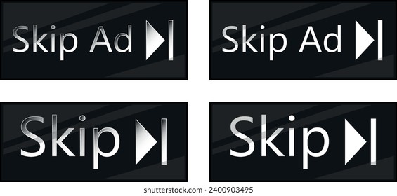 Werbeanzeigen überspringen. Überspringe das Symbol für schwarz. Blockieren Sie das Symbol für Werbung. Internetwerbeelemente.