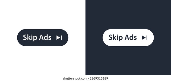 Skip ads button icon. Stop video ad logo symbol background. Online ad marketing stop sign