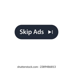 Skip ads button icon. Stop video ad logo symbol background. Online ad marketing stop sign