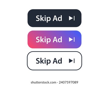 Skip ads button icon. Stop video ad logo symbol background. Online ad marketing stop sign