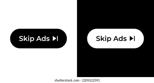 Skip ads icon vector in clipart style. Internet advertising elements