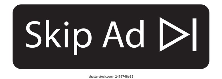 Skip ads symbol, icon. Skip advertisement icon, Media player icon, vector on white background. Skip icon for your web site design, logo, app, UI, UX. Vector illustration. eps 10