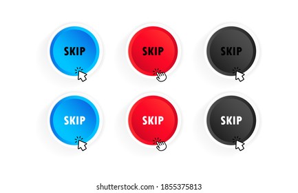 Skip advertisement button set. Vector on isolated white background. EPS 10
