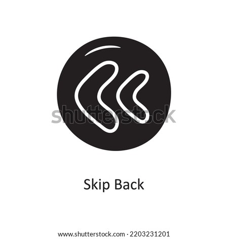  Skip Back Solid Icon Design illustration. Media Control Symbol on White background EPS 10 File