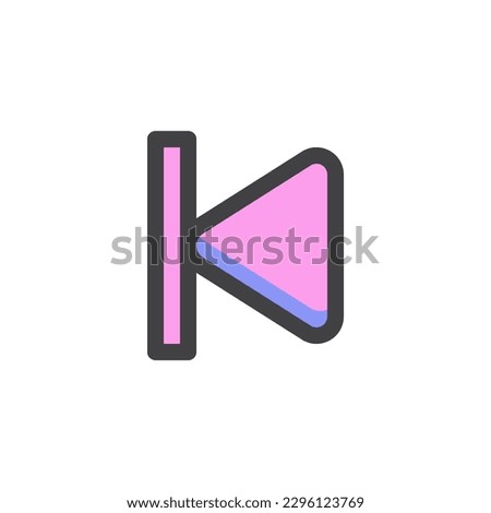 Skip backward button filled outline icon, line vector sign, linear colorful pictogram isolated on white. Symbol, logo illustration. Vector graphics