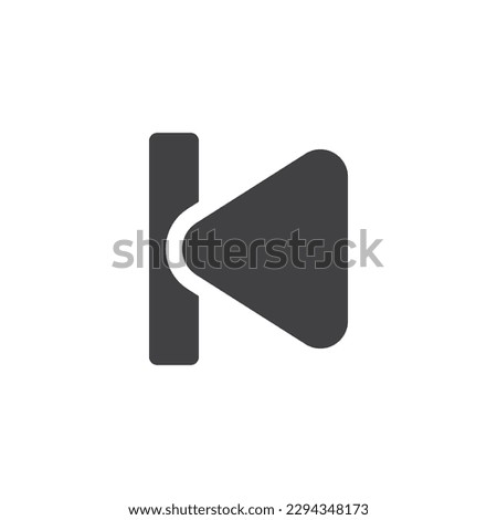 Skip backward button vector icon. filled flat sign for mobile concept and web design. Previous media button glyph icon. Symbol, logo illustration. Vector graphics